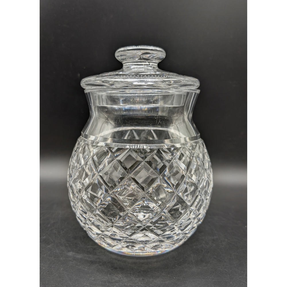 Waterford Crystal Comeragh Biscuit Barrel Lidded Cookie Jar Irish Cut Glass Lid